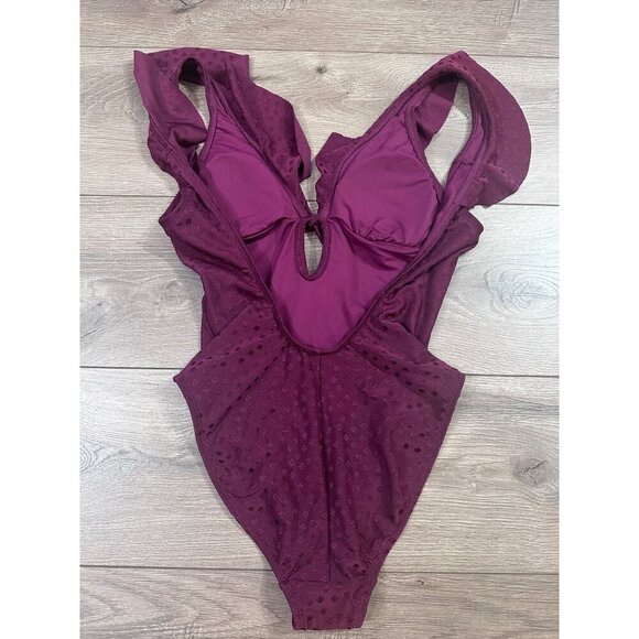 Robin Piccone Julianna Dot Ruffle Deep V-neck One-piece Swimsuit NWOT 2 - Picture 6 of 10